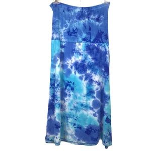 Venus Tie Dye Blue Strapless Tie Dress Sz L